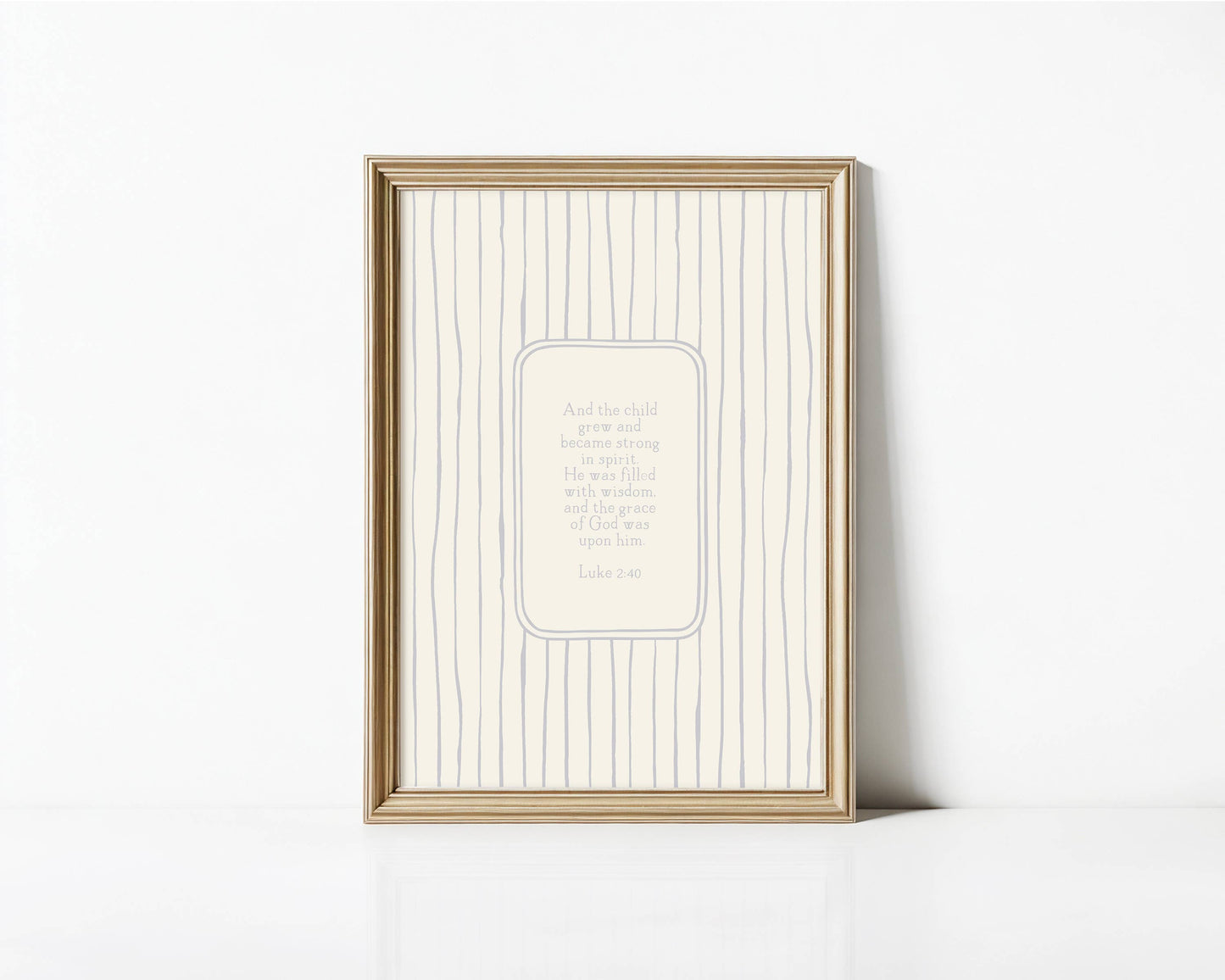 Boys Room Bible Verse (Luke 2:40) Christian Art Print: 5" x 7" (vertical)