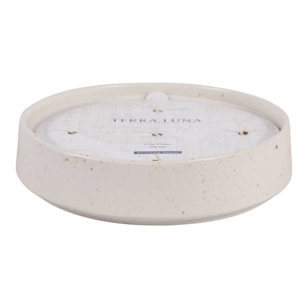 Scented Candle -  Lily Pear in Glazed Ceramic Bowl, 25 Oz