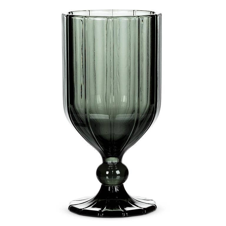 Panel Goblet-Smoke Color Drink Glass-6.5"H (12oz)