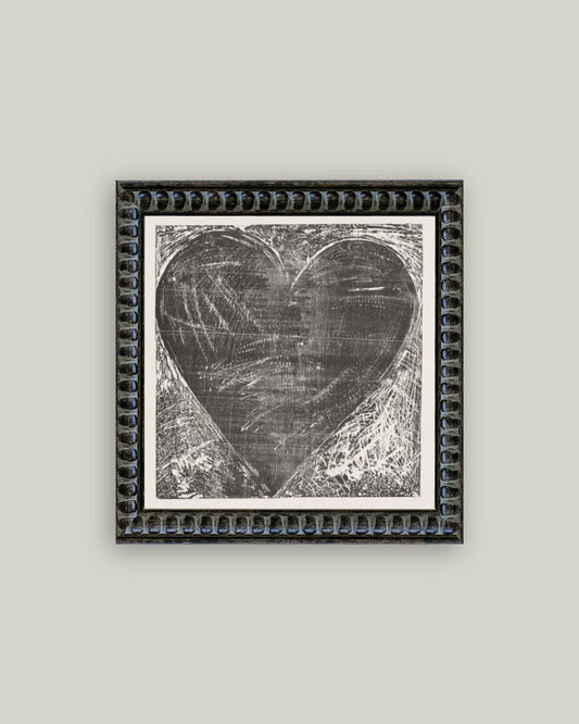 Heart Sketch Framed Antique Art: 9x9