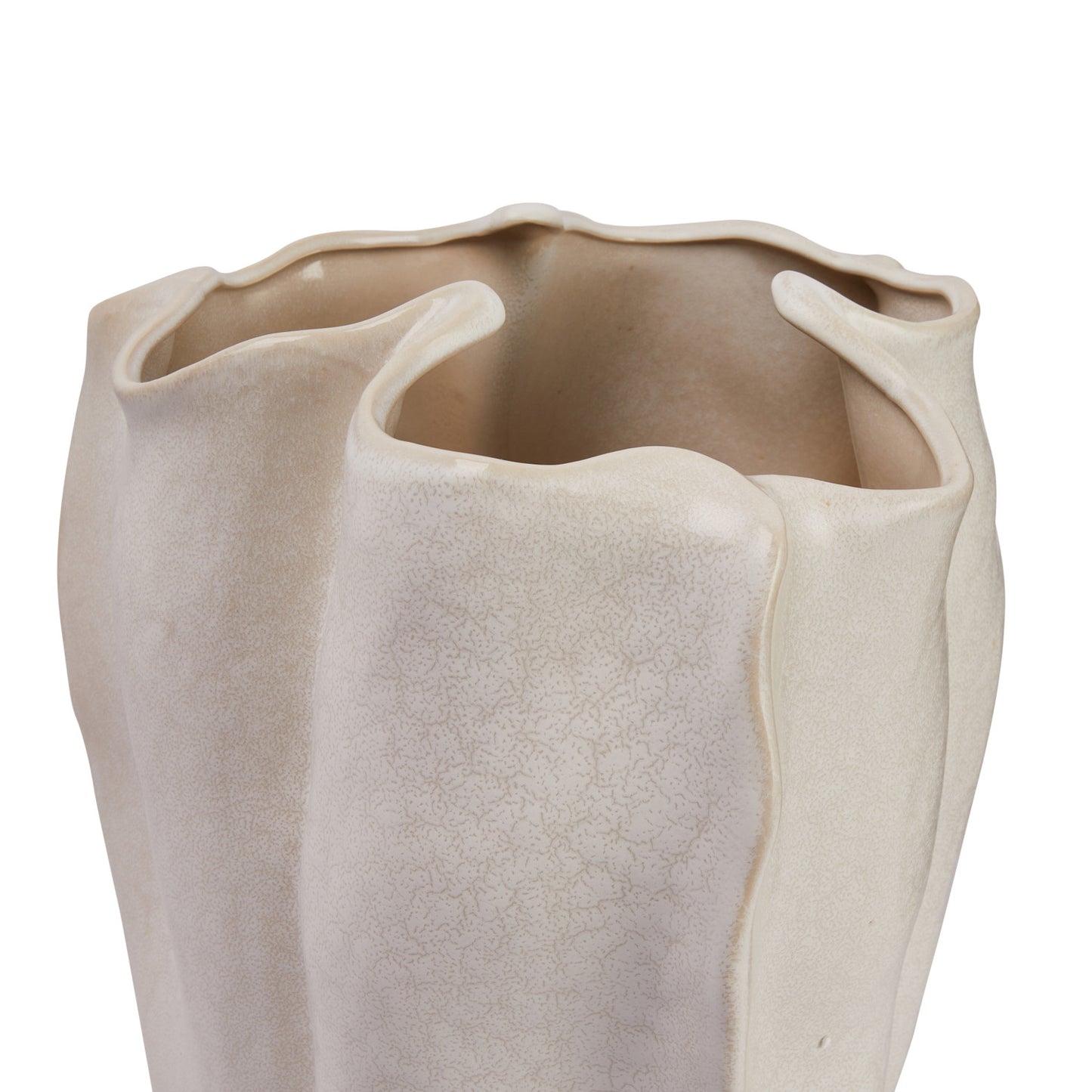 Stoneware Organic Shaped Vase, Cream Color