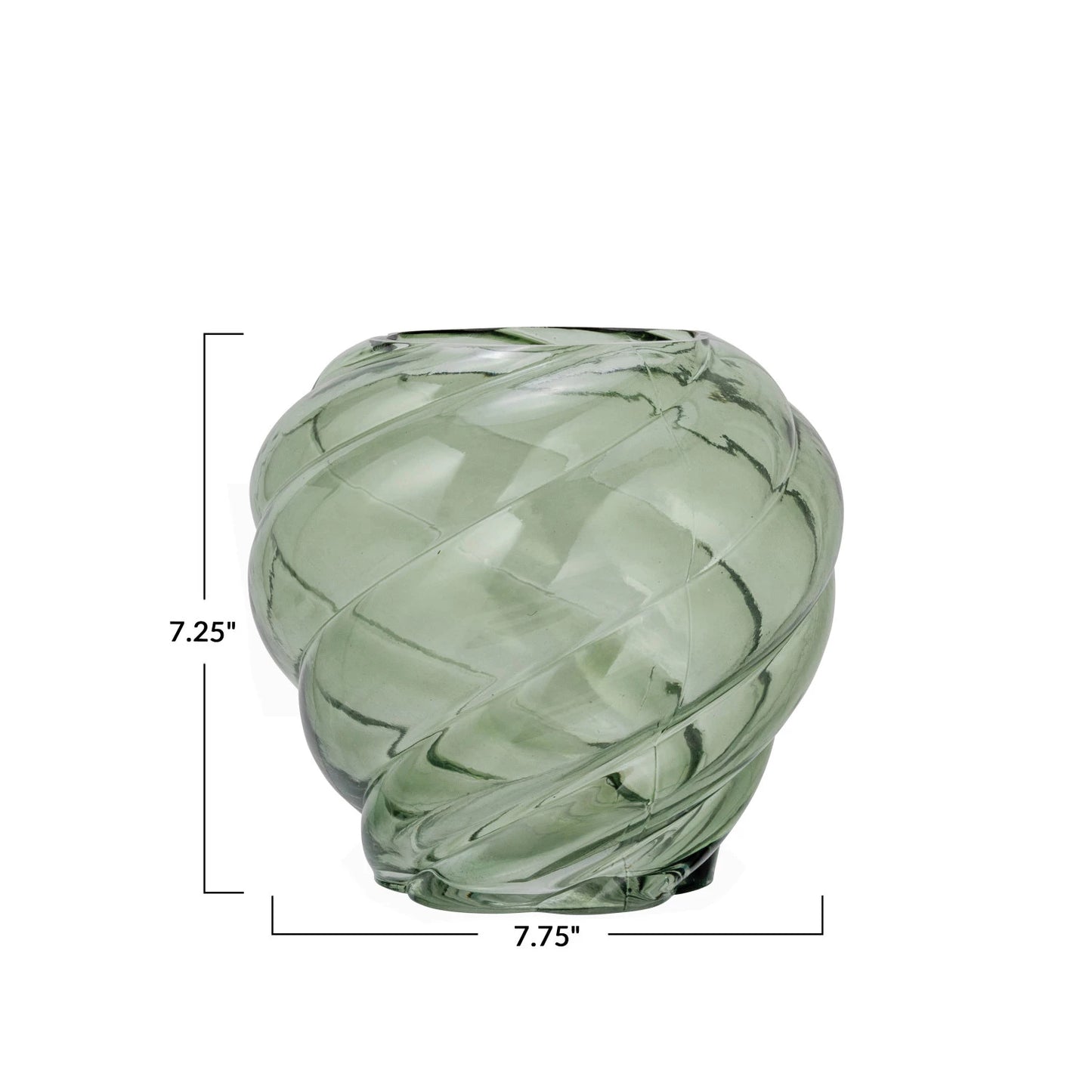 Twisted Glass Vase, Green