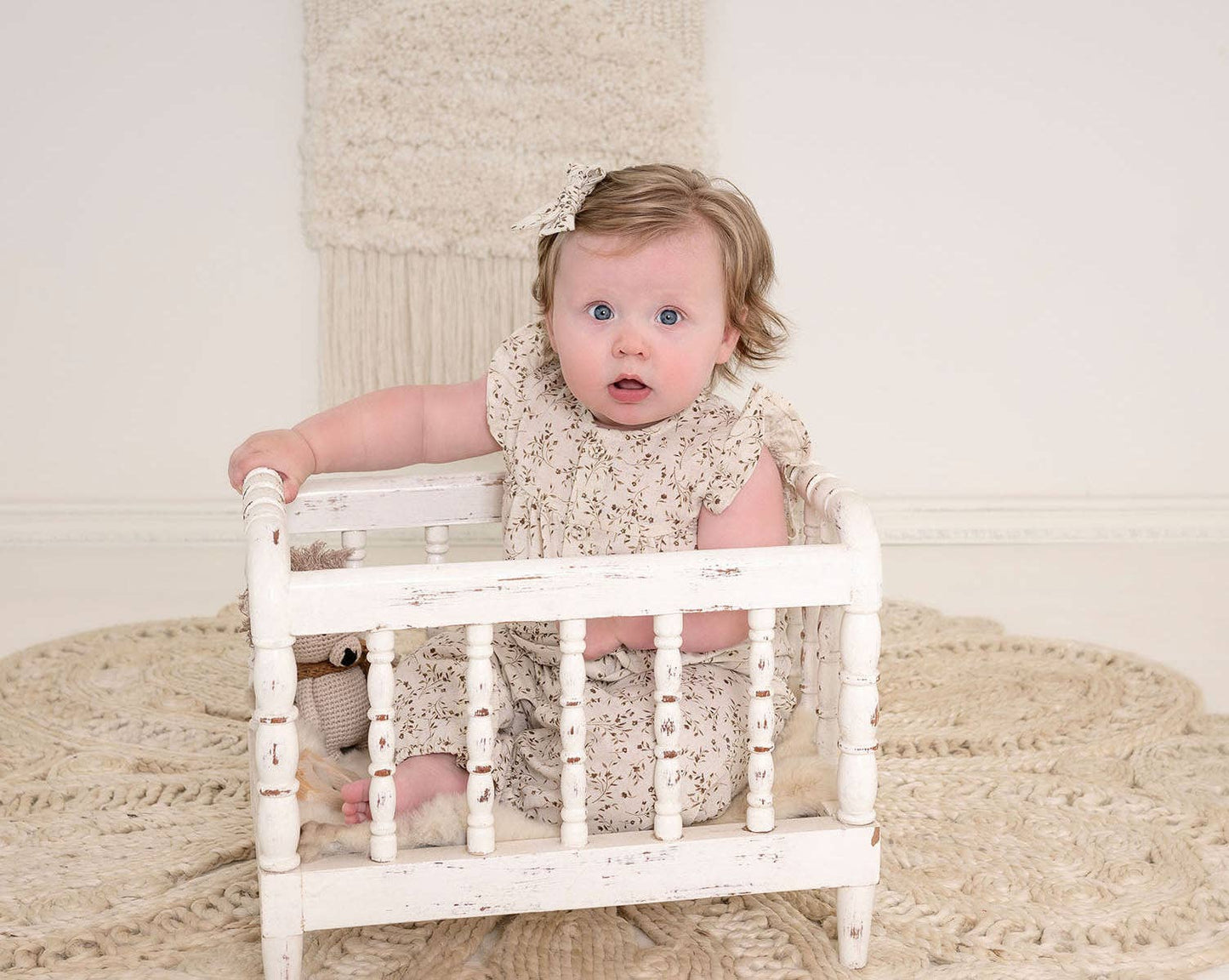 Wheat Floral Jennifer + Bow: 18-24 months