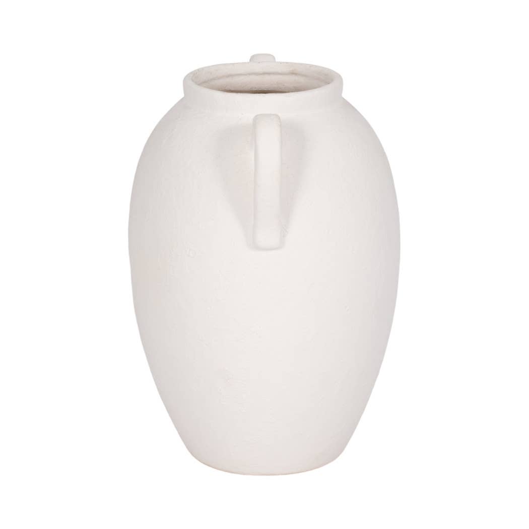 White 10 in. Ceramic Textured Jug with Handles