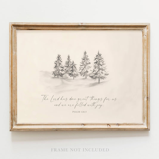 Filled with Joy Christmas  Wall Art Print Christian Decor: 5x7