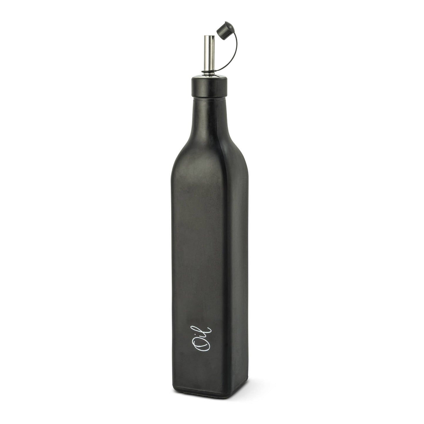 Glass Cruets - Matte Black Oil or Vinegar Script