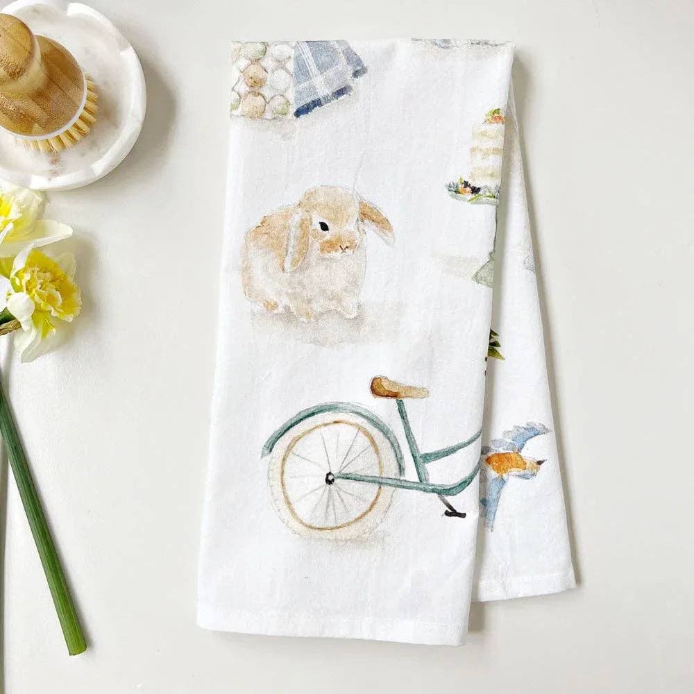 Springtime cotton flour sack tea towel