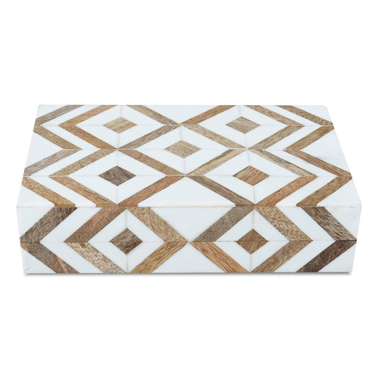 Decorative Box Marquet Array Brown & White 5 x 7 x 1.5 Inch: 5X7X1.5 inch