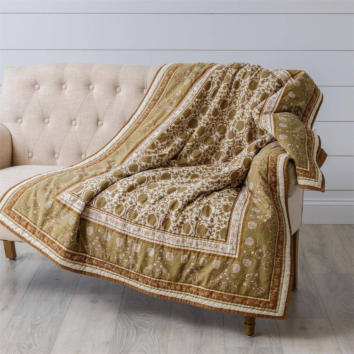 Rust Green Quilt Quilt - Rust Block Print – Vintage Barn Chicks