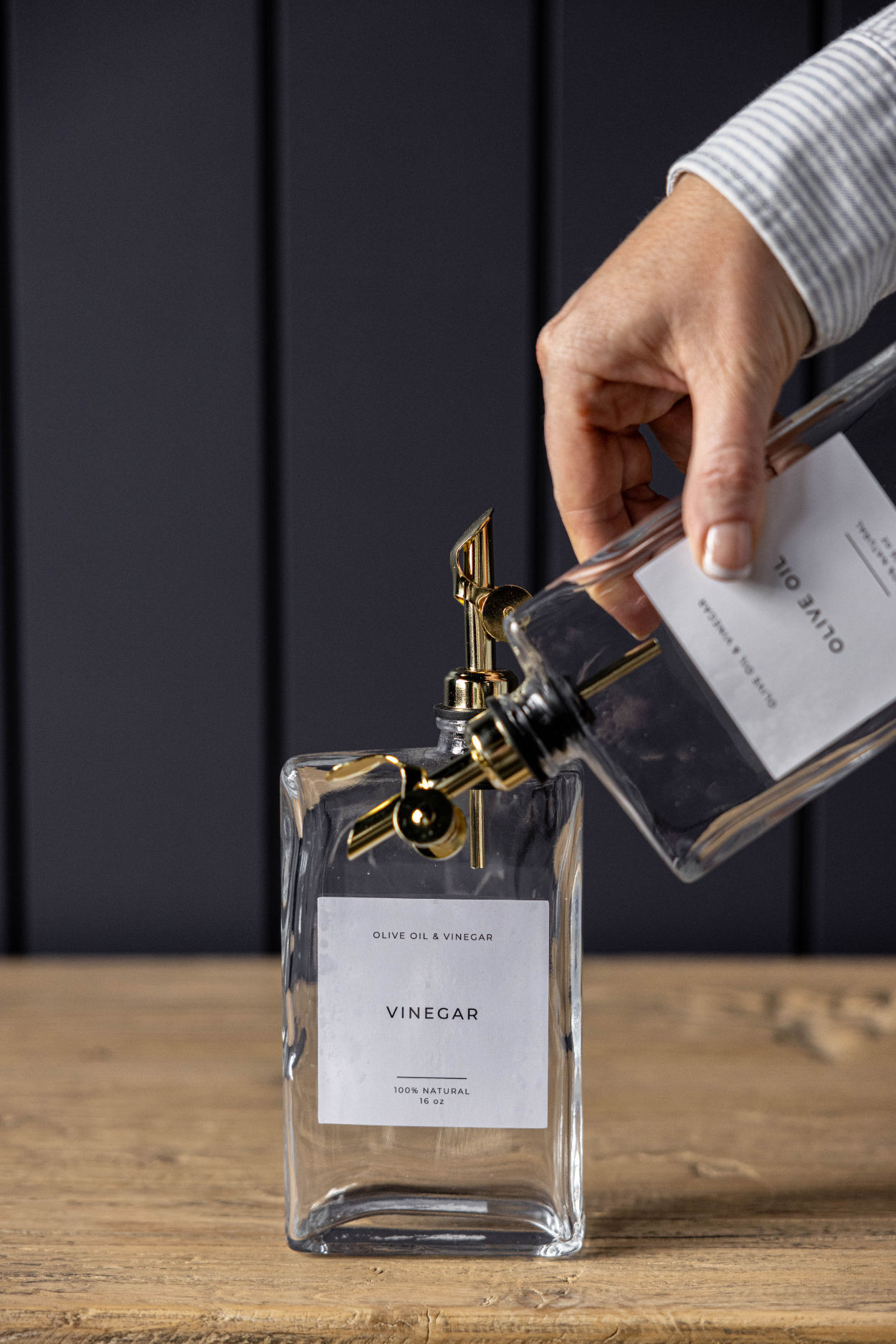Olive Oil Rectangle Glass Dispenser Bottle
