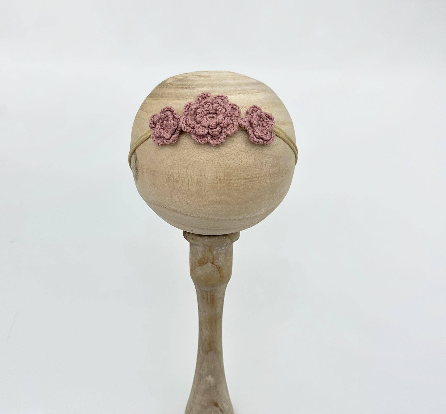 Crochet Flower Headband: With Card / Milk-white / Triple Flower