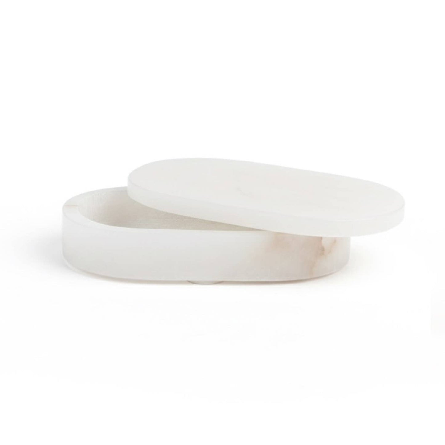 White Alabaster Oval Display Box