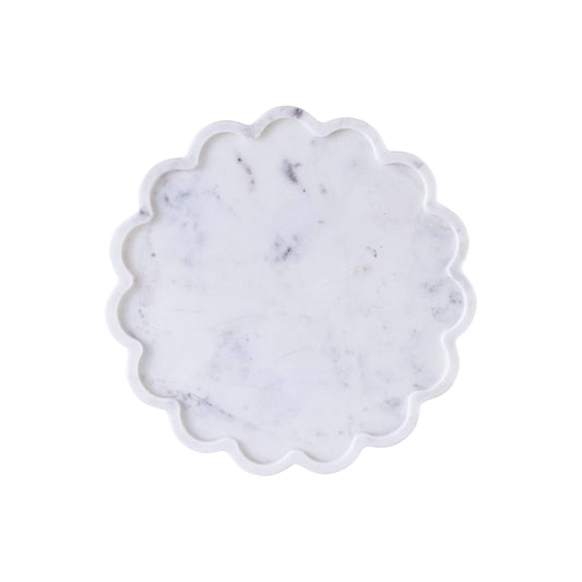 Medium Clover White Marble Round Platter