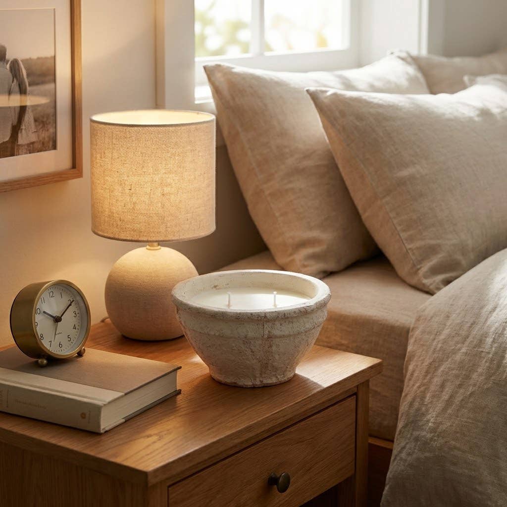 Ceramic Sea Salt and Lemon Bowl Candle - White, 14 Oz