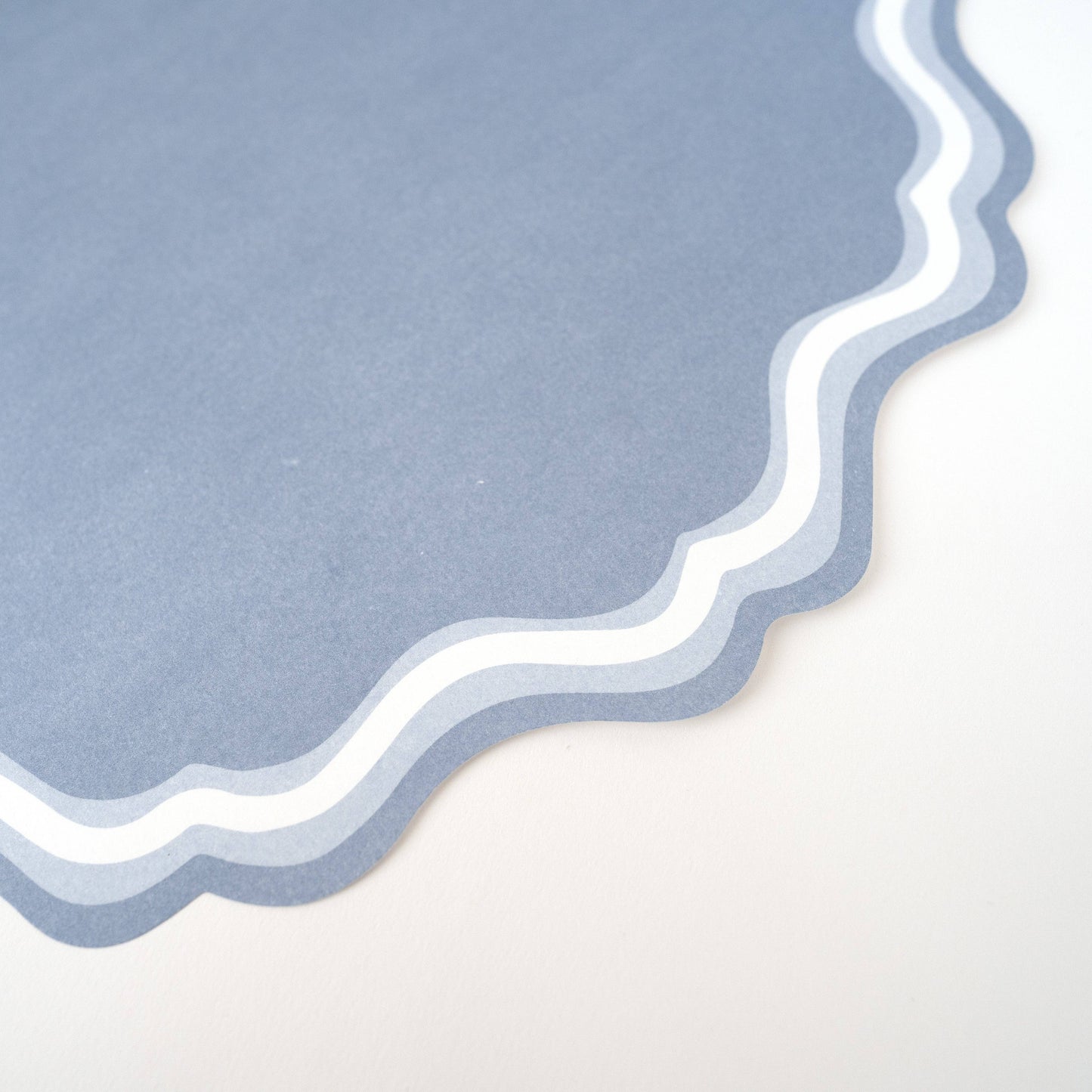 Blue Dusty Fancy Scallop Paper Placemats