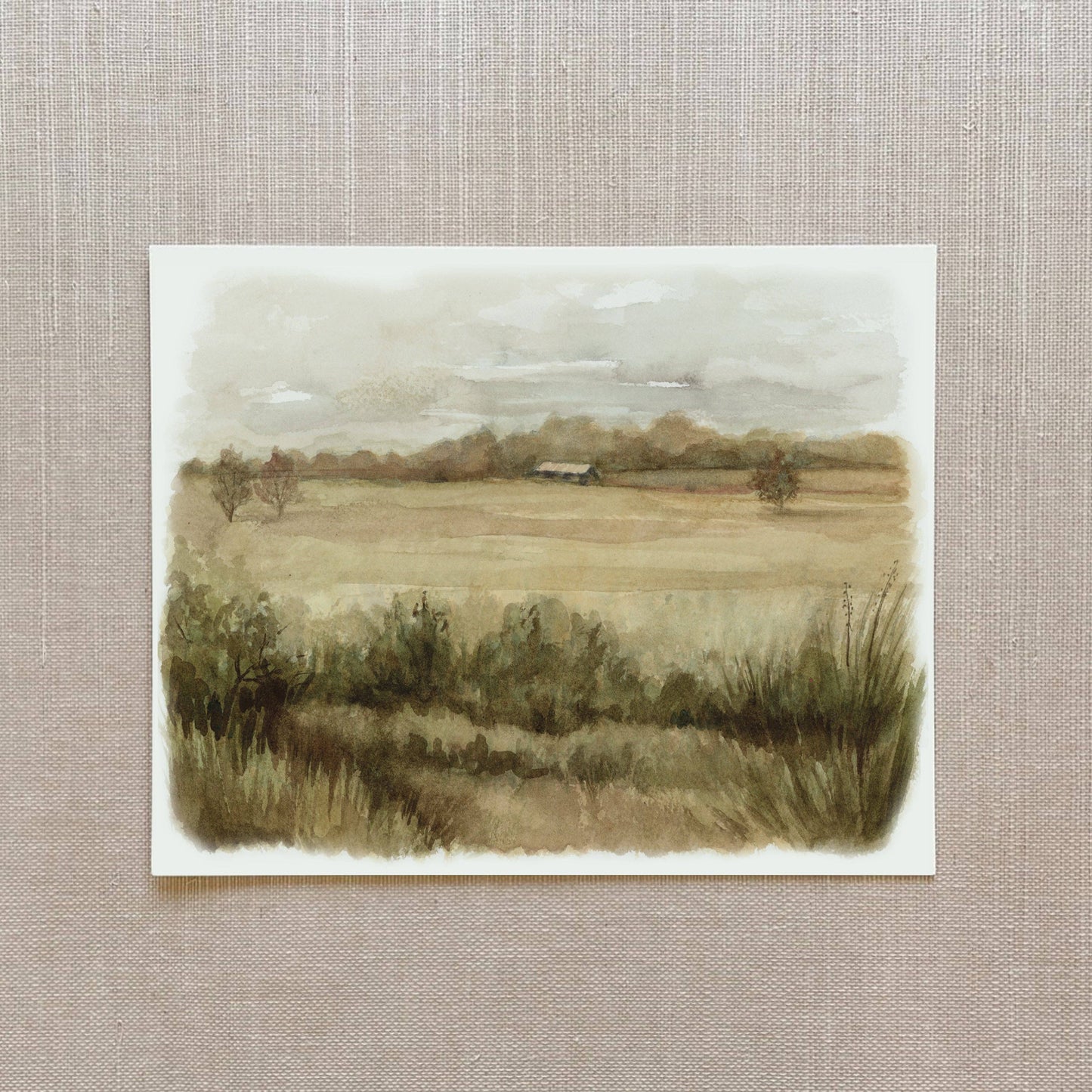 Across the Field - Watercolor Giclée Paper Print: 5 x 7"