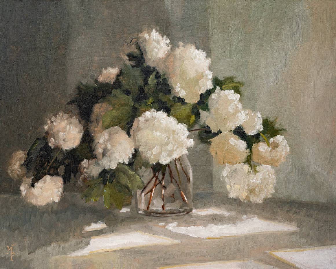 Snowball Viburnum in Glass Vase Print: 5x7