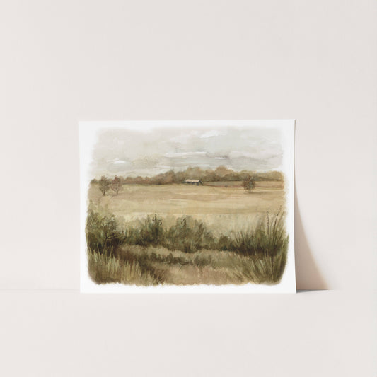 Across the Field - Watercolor Giclée Paper Print: 5 x 7"