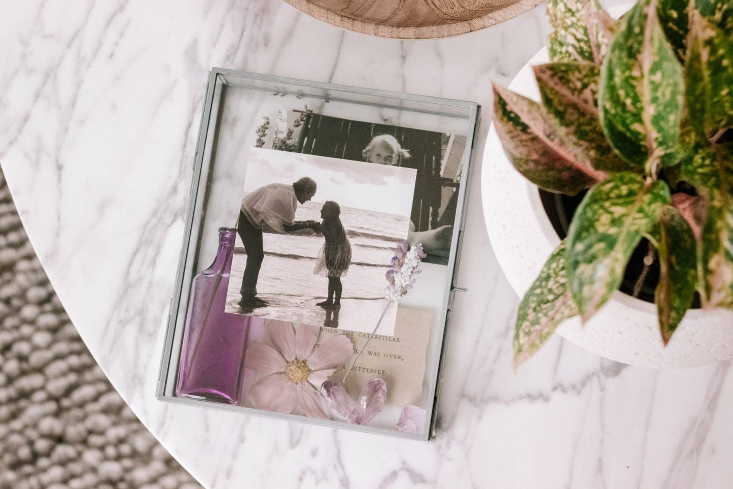 Rectangle Glass and Zinc Memory Box - 10" x 8" x 2"