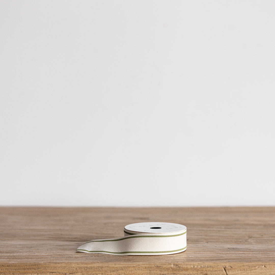 Sage Stripe Woven Ribbon: Large