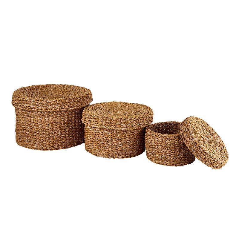 Round Box With Lid Basket set of 3