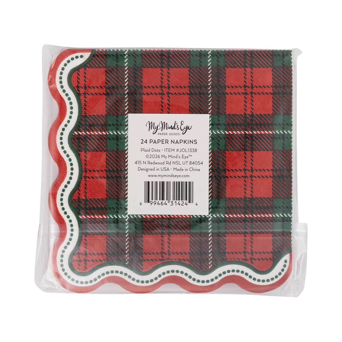 JOL1338 - Plaid Dot Edge Cocktail Napkin