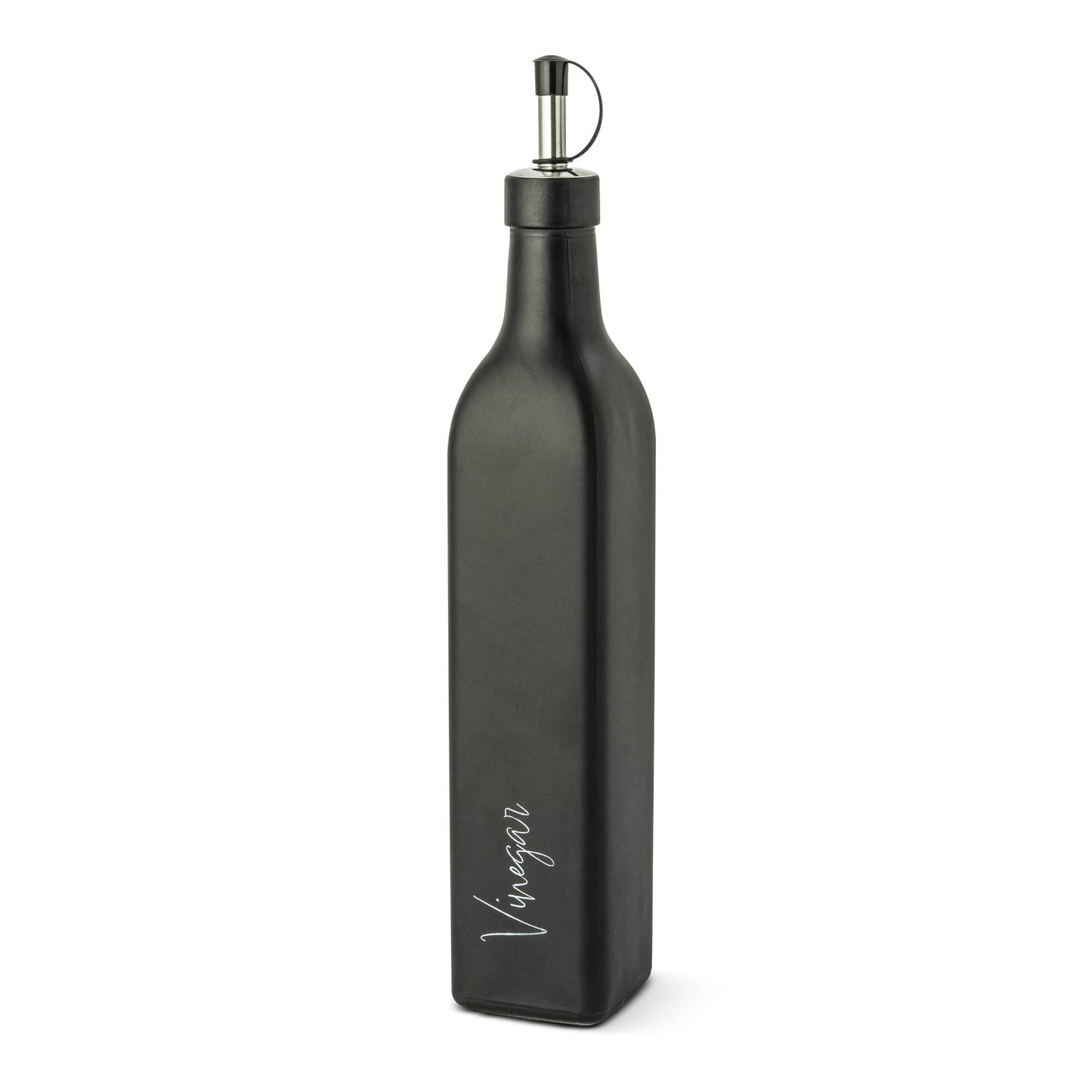 Glass Cruets - Matte Black Oil or Vinegar Script