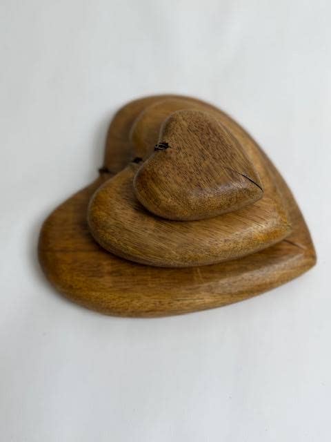 Wooden Heart Shape Magnet Ring Box  7"