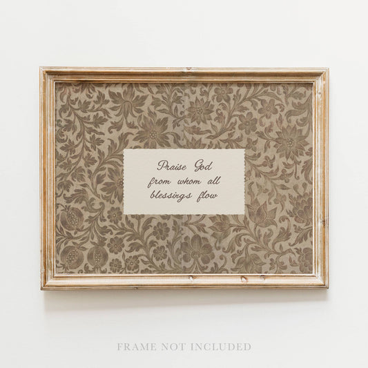 Praise God Textile Christian Art Print, Canvas, Decor, Gift: 5x7 Heirloom Print (Unframed)