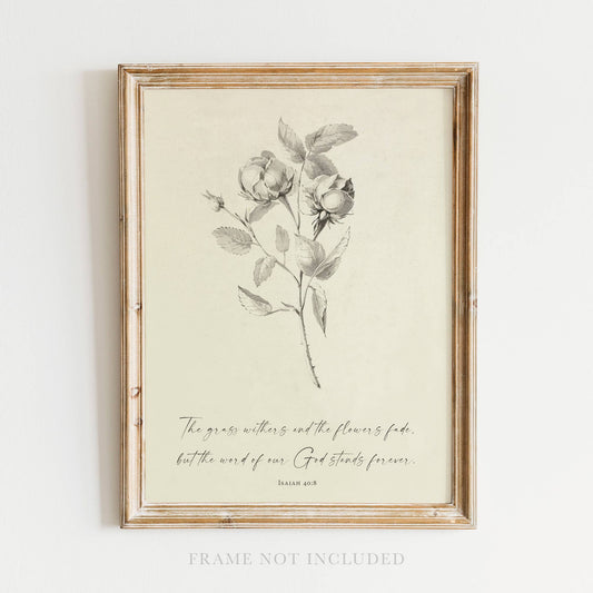 Grass Withers Art Print Christian Gift Decor Farmhouse: 8x10