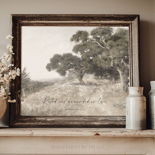 Rooted Grounded Landscape Wall Art Print Christian Decor: 8x10