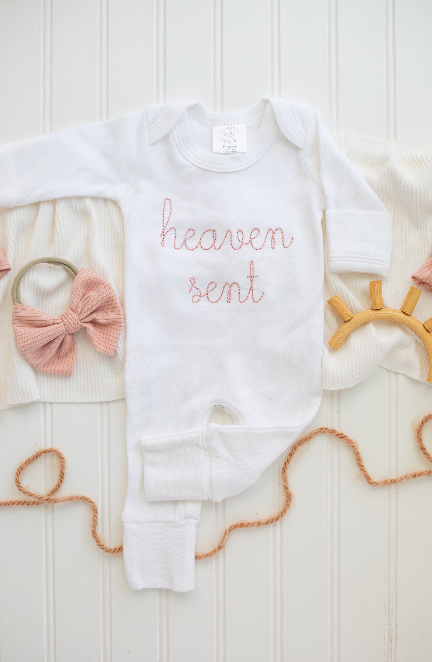 Baby Girl Romper | Heaven Sent Pink: Newborn / Romper and Bow