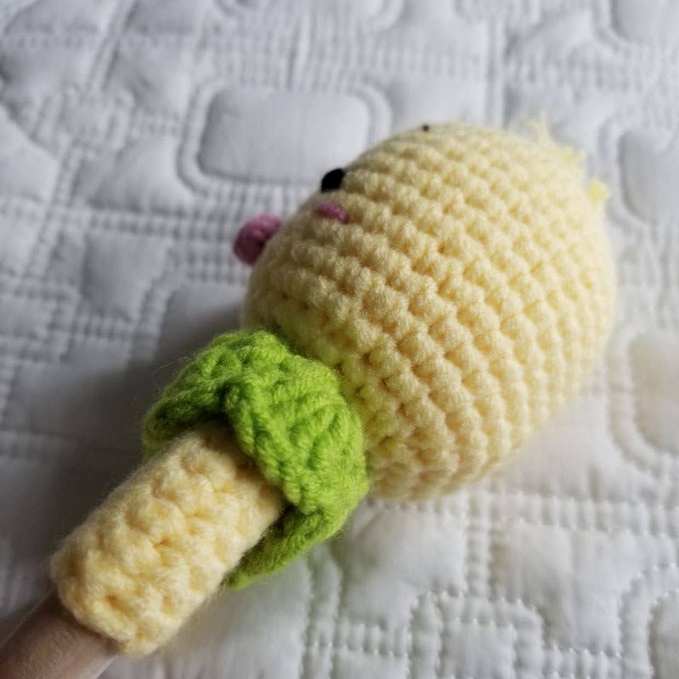 Yellow Chick Hand Crochet Rattle