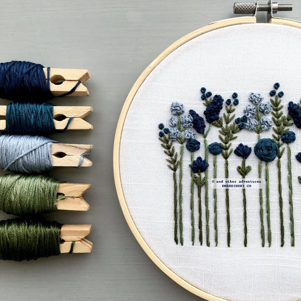Hand Embroidery Kit - Midnight Wildflowers