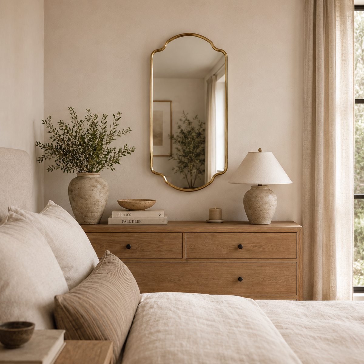 Handmade Antique Brass Arched Wall Mirror | Moroccan Brass Vanity Mirror: 27.5" H × 17.7" W