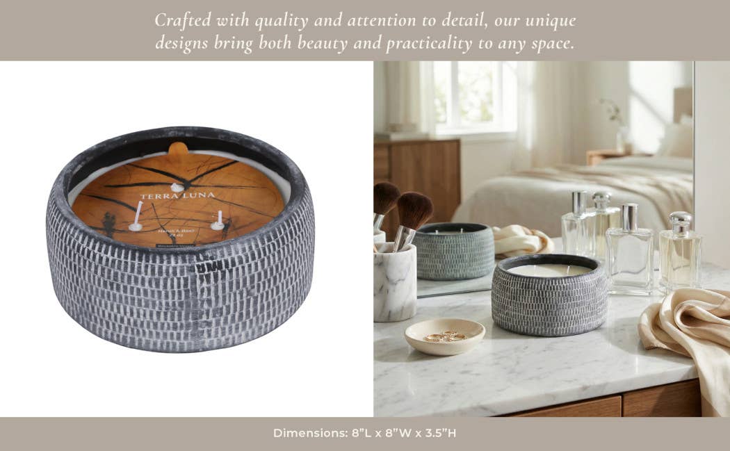 Candle - Neroli and Basil Black Ceramic Textured, 22 Oz