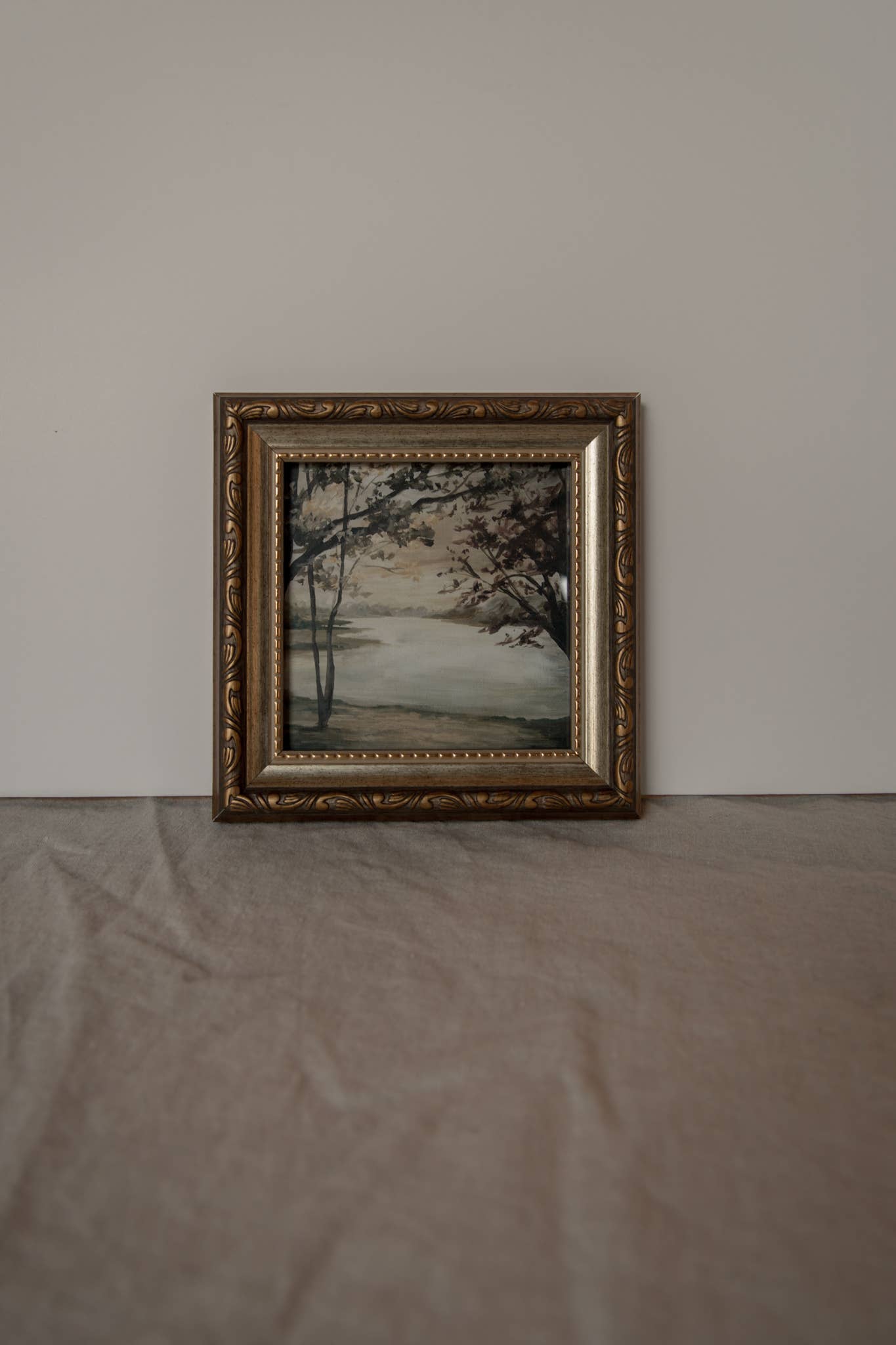 Antique Style Framed Art Print-Landscape-"The Lake House"