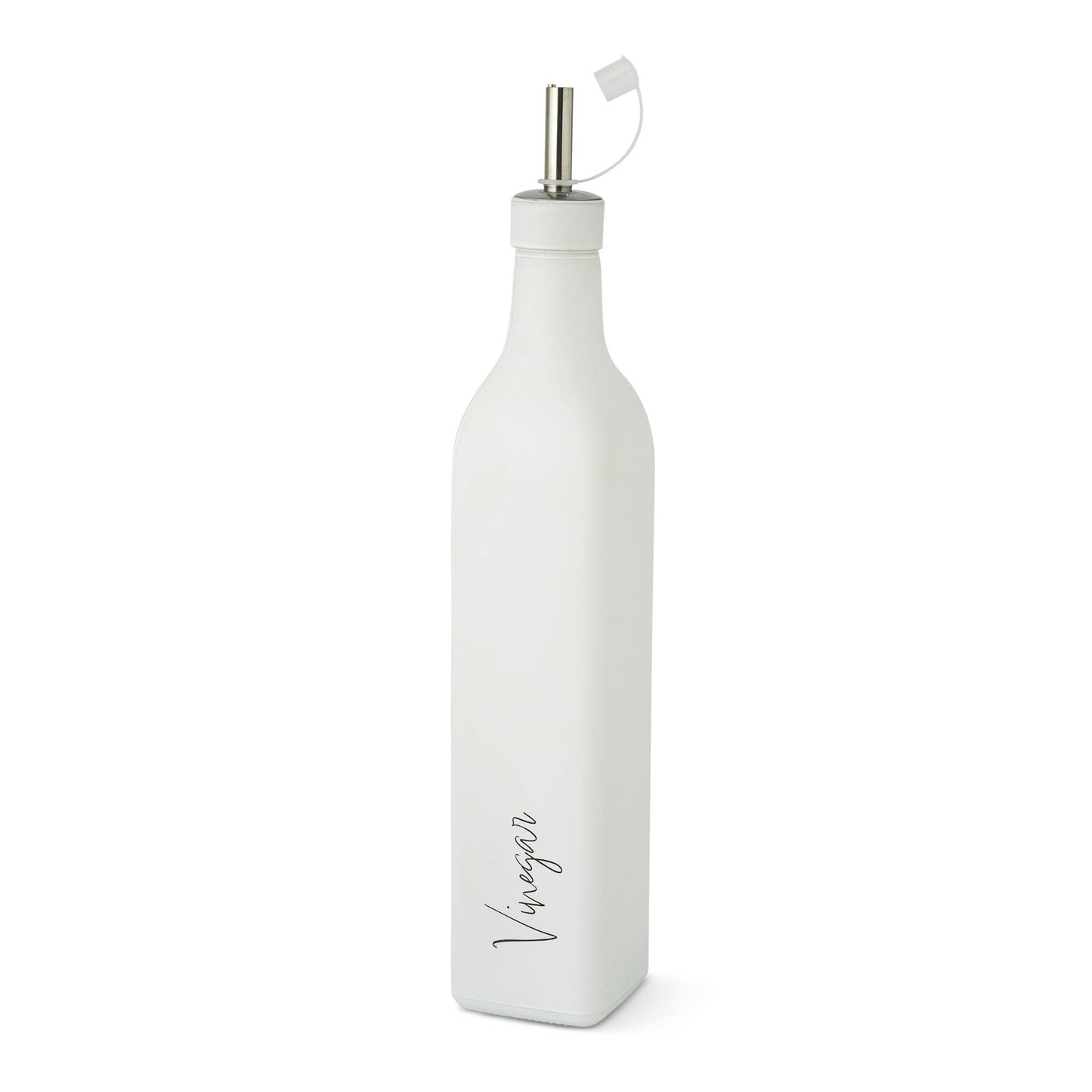 Glass Cruets - Matte White Oil or Vinegar Script
