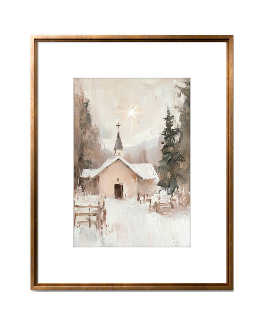Winter Church in The Woods- print: Print (unframed) / 8x10