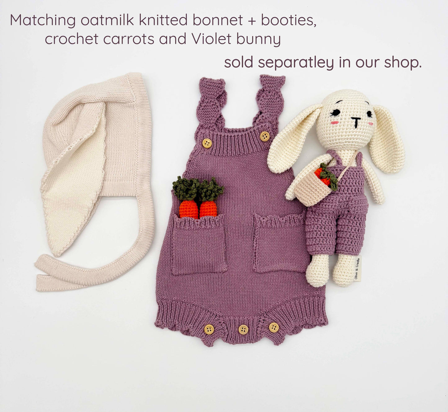 Easter Romper 3pc set | Violet Apricot: 6-12m