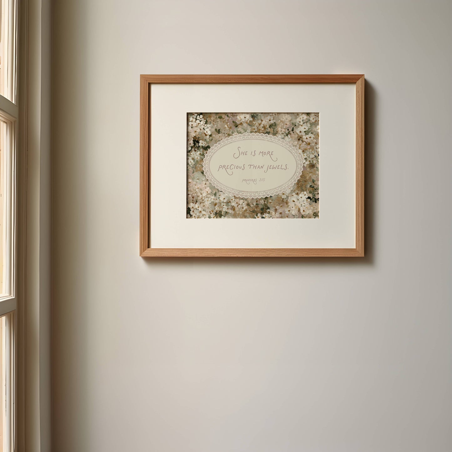 Girls Room Bible Verse (Proverbs 3:15) Christian Art Print: 5" x 7" (vertical)