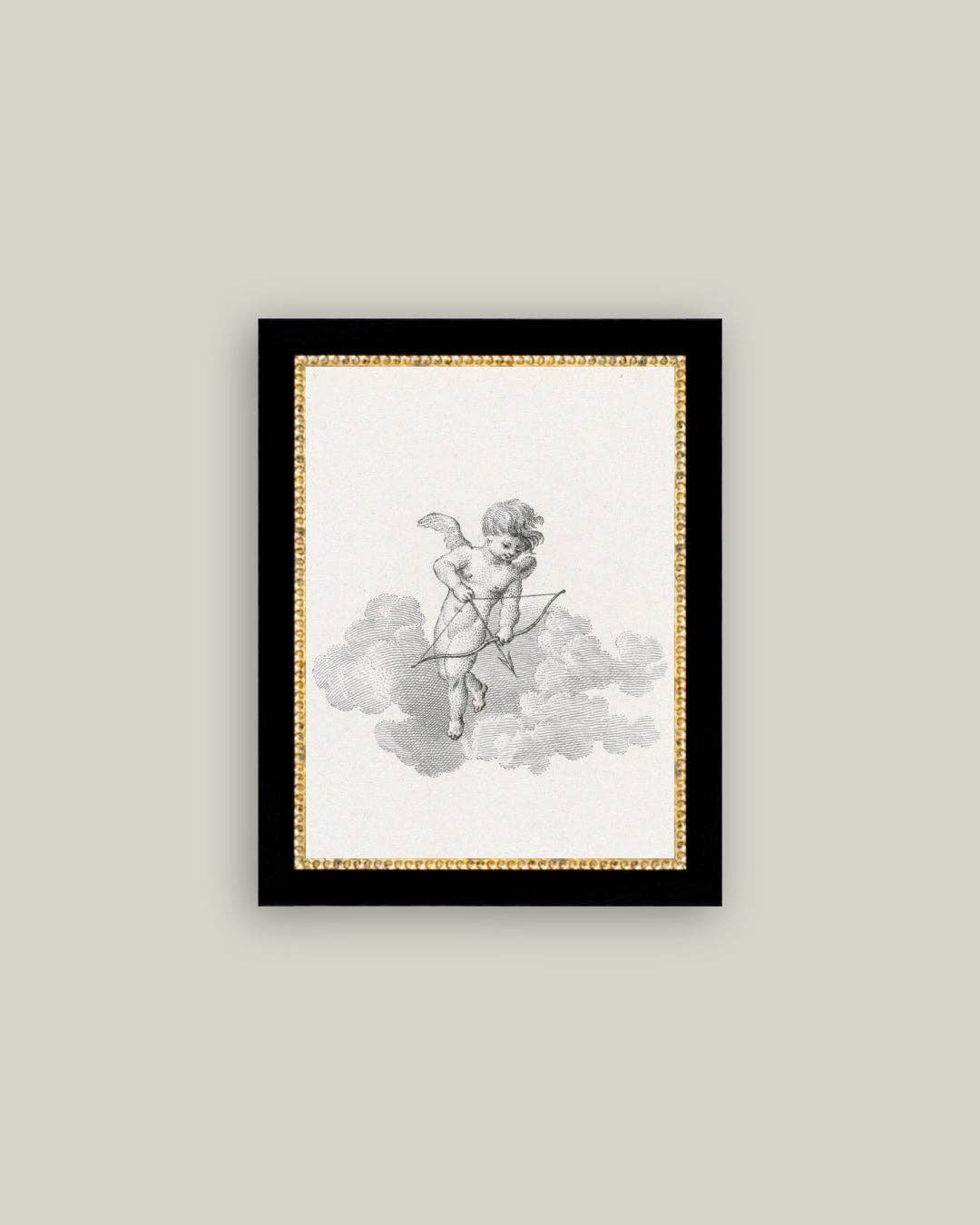 Cupid Framed Antique Art: 7x9