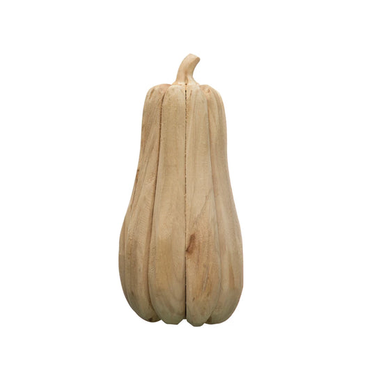 Hand-Carved Poplar Wood Pumpkin, Natural (Each One Will Vary)