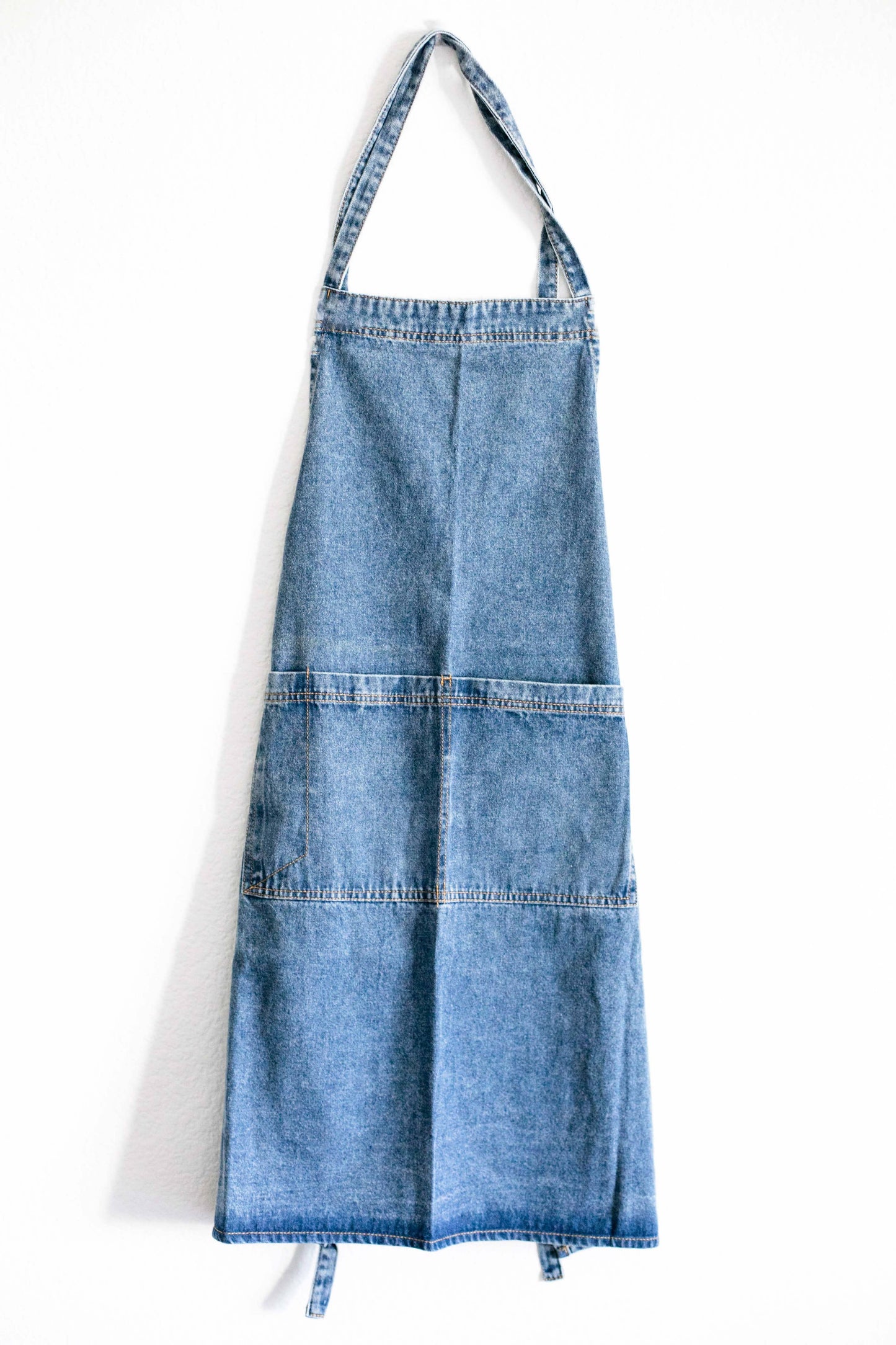 Washed Denim Apron: Light Blue