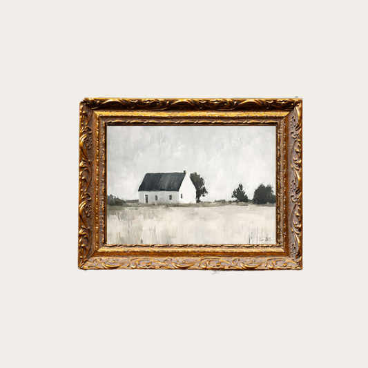 Petite Maison Blanche | French Brass Gold Mould Framed Art: 12 x 16