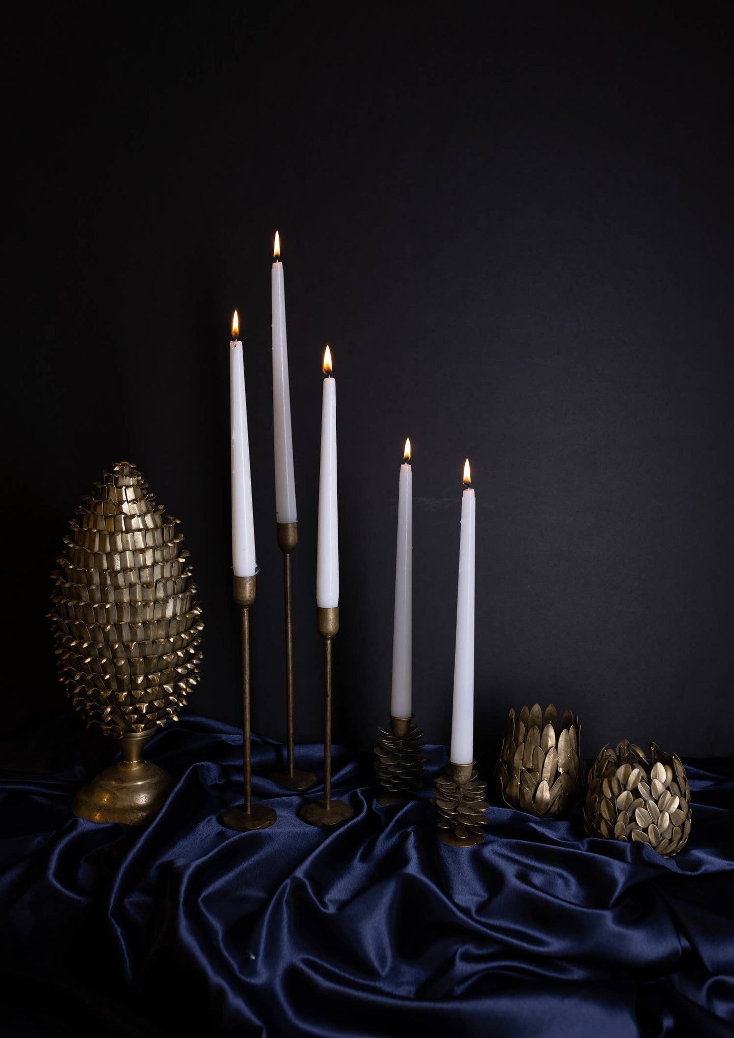 Tall Candle Holder Old Brass