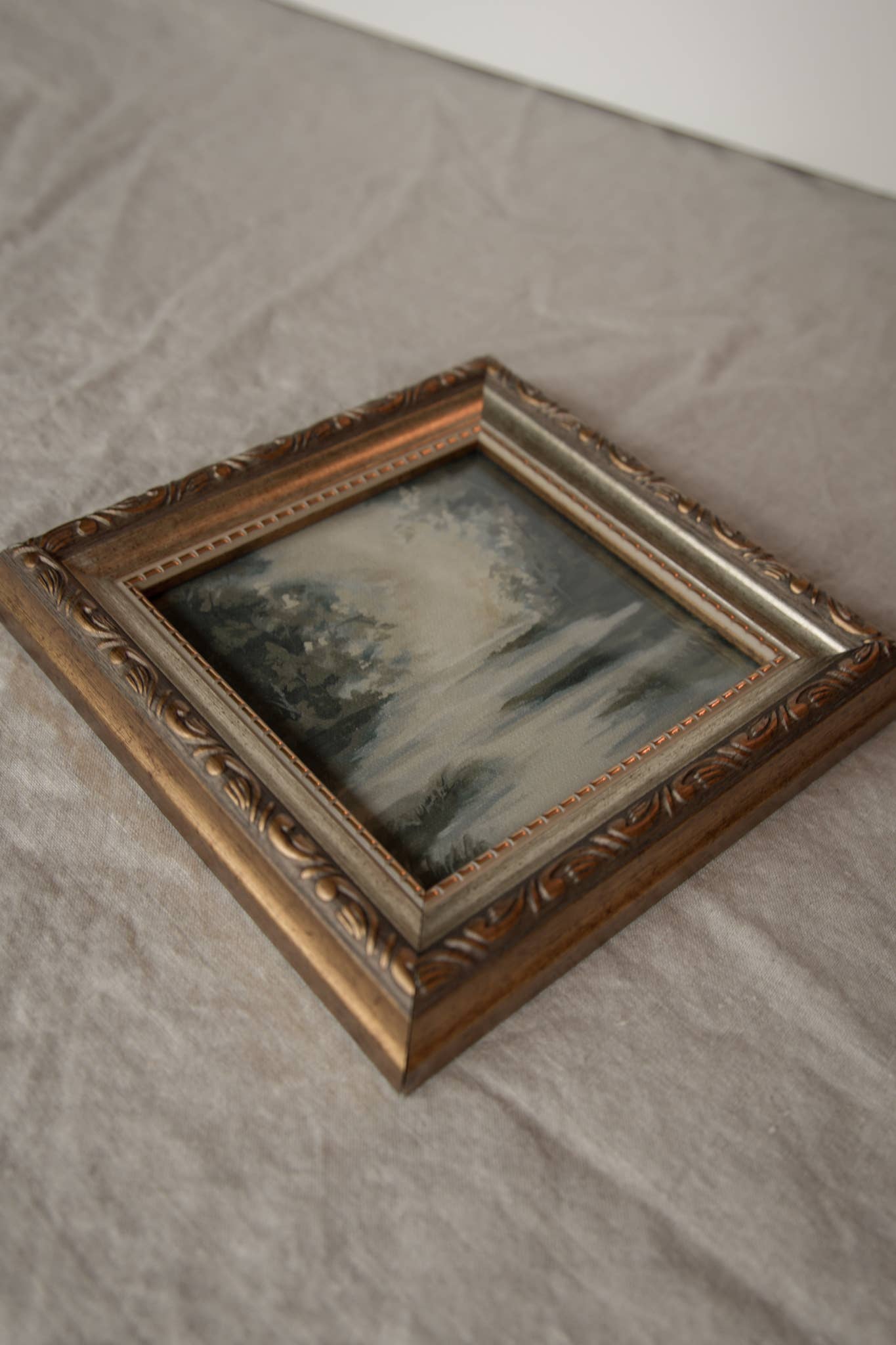 Antique Style Framed Art Print -Landscape- "Reeds of Dew"