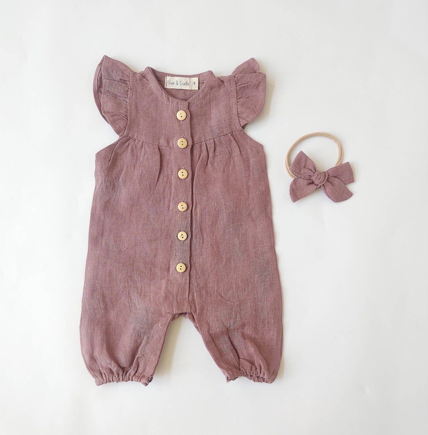 Jennifer Linen Jumper + Bow: Oat| Natural Linen / 18-24 monthsUS numeric