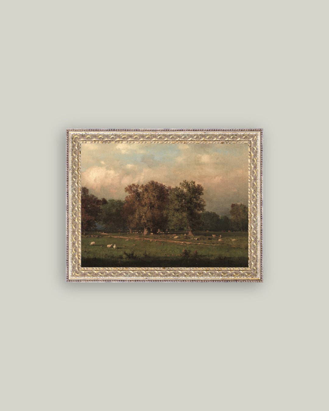Sheep Farm Framed Antique Art: 16x12
