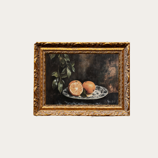 Vintage Mandarin | French Brass Gold Mould Framed Art: 5 x 7